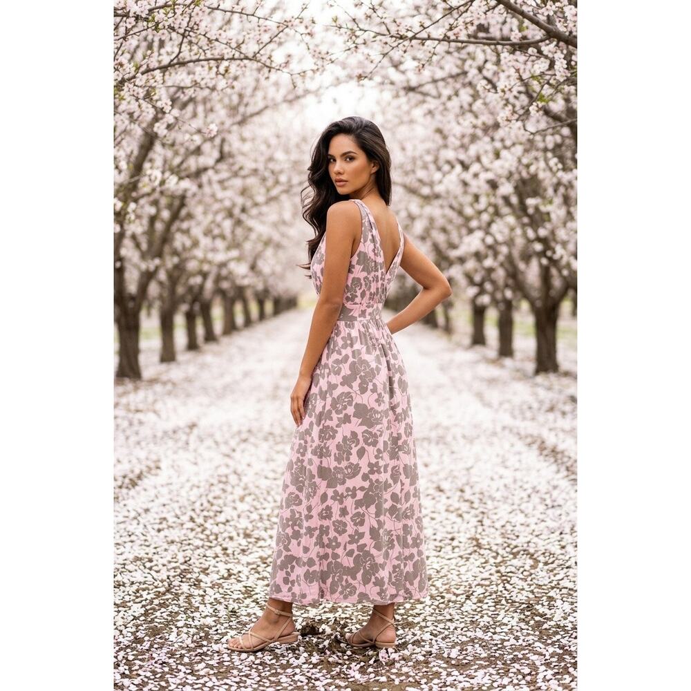 Garnet Hill Floral Babydoll Midi Dress Womens Large Stretch Fairy Cottagecore - Picture 7 of 15